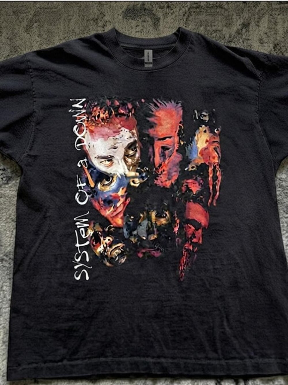 System Of A Down Painted Faces Graphic Tee Black Reprinted